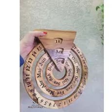 Calendário Perpétuo de Madeira/ Artesanal Estilo  Rústico e Elegante