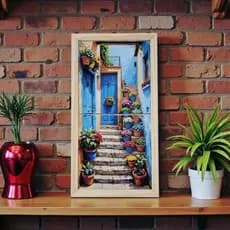 Azulejo decorativo com moldura de madeira pinus/Casa Decoração, Presentes