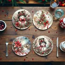Sousplat de Natal Mesa Posta 35x35 kit 4 unidades em MDF impressão UV/Casa,Decoração