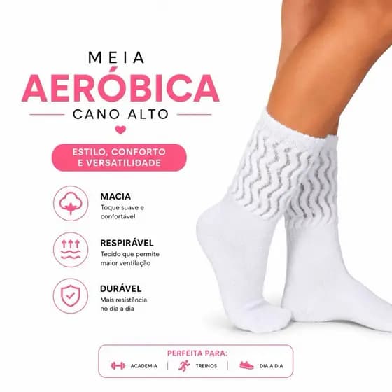 Meias Aeróbicas Femininas Com  1 a 6 Pares Altíssima Qualidade