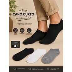 Kit Com 3 Até 12 Pares De Meias Cano Curto Adulto Algodão