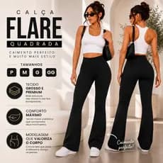 Calça Legging Bailarina Flare Boca de Sino Cintura Alta