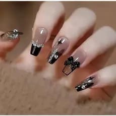 KIT 24/48/72 Unhas C/Cola Postiça Decorada Glitter Bailarina Quadrada Amendoada Francesinha Pintada Unha