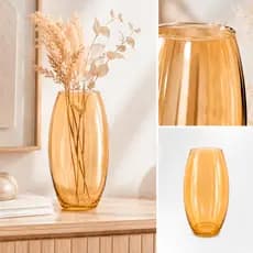 Vaso Decorativo Romeu Âmbar em Vidro Transparente Elegância para Sua Decoração