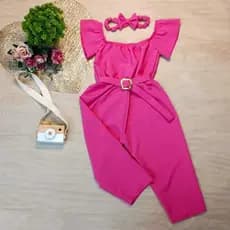 [1 a 2 anos] Macacão Petit Tetê Feminino Infantil com Tiara