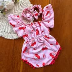 Body Infantil com Manguinha para menina. Acompanha Tiara! | Macaquinho de Bebê