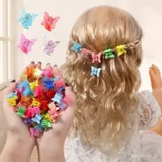50pcs Mini Clipes de Cabelo de Borboleta Coloridos para Meninas, Clipes de Garra, Acessórios de Cabelo para Crianças