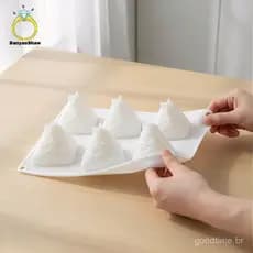 Forma de silicone para mousse e zongzi com 6 cavidades, flexível e fácil de usar, adequada para bolos, balas de gelatina