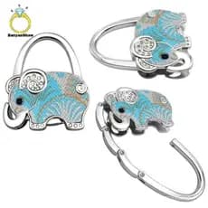 Gancho dobrável para bolsas em formato de elefante, suporte de liga de alta qualidade, suporte de mesa antiderrapante.