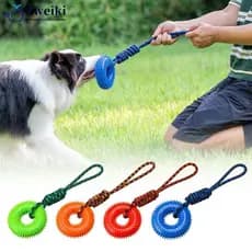 Brinquedo de mastigar para cães em formato de anel com espinhos de TPR, com som, adequado para raças grandes, durável, l