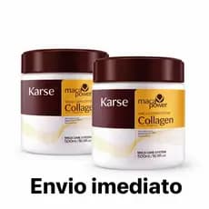 Kit 2 Máscaras Capilares Karse Maca Power Collagen 500ml Hidratação e Brilho