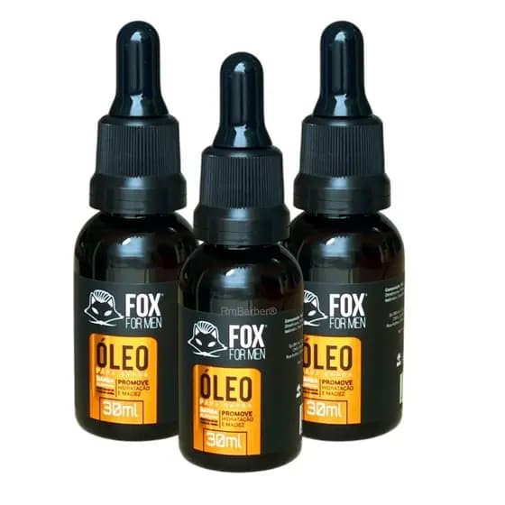 Óleo para Barba Fox For Men® Kit com 3 Unidades - Sua Barba Muito Mais Macia e Perfumada
