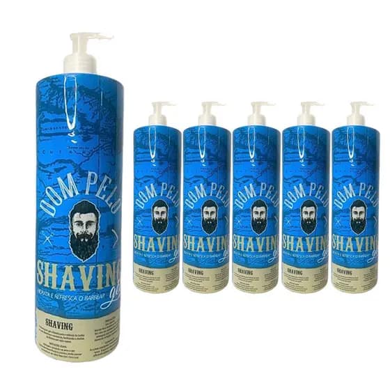 Kit com 5 Shaving Gel Dom Pelo 1kg – Ideal para Barbearias