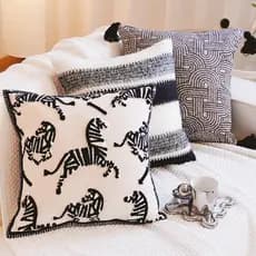 Elegante capa de almofada preta e branca para sofá de sala de estar e encosto de cama, tamanho 45x45cm.