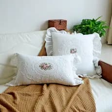 Fronha bordada em renda francesa, capa de almofada com babados, fronha para sofá e cabeceira de cama