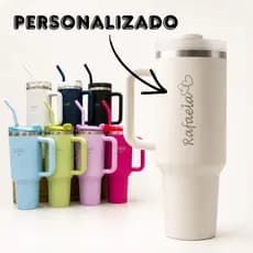 Copo Térmico Grande 1200ml Personalizado Com Nome Canudo Inox Garrafa Térmica Academia