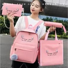 【4pcs】Saco de mochila conjunto de 4 peças saco de mochila+saco de mochila+caixa de lápis+combinação diagonal de mochila