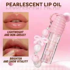 Óleo Labial Penifen com Sabor de Frutas, Bálsamo Labial Transparente com Corrente para Pendurar, Brilho Labial Hidratant