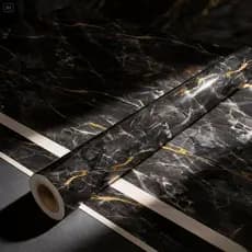 Papel de Parede Mármore Preto e Dourado Premium Autoadesivo | Vinílico Lavável - Envio Imediato