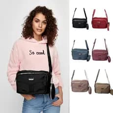 Bolsa Crossbody Feminina Casual Nylon Trabalho Impermeável Vários compartimentos grande capacidade