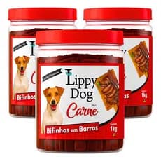 Kit 3 Bifinho Carne 1kg Petisco Snack Cães Premium Pet Dog Proteína Natural Barrinha Nutritiva