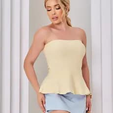 Blusa Feminina Tomara Que Caia Tricot Modal Barra Rodada Roupa Feminina Estilosa Verão Elegante