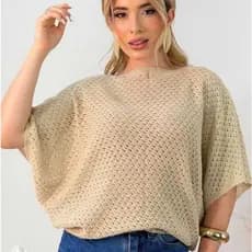 Blusa Feminina Estilosa Blusa Texturizada Tricot Manga Morcego Roupa Feminina Leve Tendência
