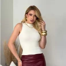 Blusa Feminina Estilosa Regata Feminina Gola Alta Tricot Modal Roupa Feminina Elegante Básica