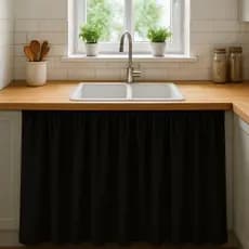 Cortina De Pia para Cozinha Tecido impermeável  1,38x0,80 Decorativa  – Bege, Preto, Cinza, Branco