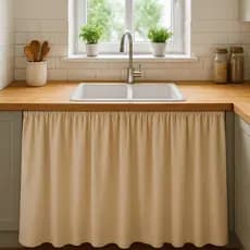 Saia De Pia para Cozinha Tecido impermeável 1,38x0,80 Decorativa – Bege, Preto, Cinza, Branco