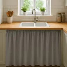 Cortina De Pia para Cozinha Lisa Tecido impermeável 1,38x0,80 Decorativa–Bege, Preto, Cinza, Branco