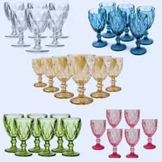 Jogos de Taças Vidro Diamond ou Bico de Jaca Com 6 Peças 260ml, 320ml ou 340ml