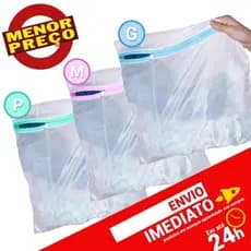 Kit 3 Sacos Protetores para Lavar Roupas P M G | Tecido de Malha Fina com Zíper – Reutilizável
