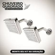 Chuveiro Quadrado Cromado Água Quente E Fria Cabeça ABS Tubo Inox Ducha Banheiro Alta Pressão