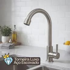 Torneira Lavatório Banheiro Bancada Bica Móvel Aço Inox Escovado Premium Mesa Luxo
