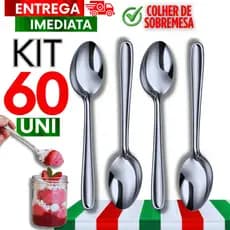 Jogo Colheres de Sobremesa Aço Inox 16,4Cm Cozinha Restaurante Confeitaria Buffer Talher Utensílios