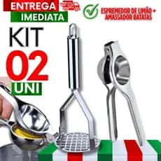 Utensílios Cozinha Espremedor Limão Resistente + Amassador de Batatas Frutas Purê Casa Excelentes