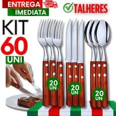 Utensílios Garfo Faca E Colheres Cabo Madeira Talheres Inox Cozinha Churrascaria Buffet Qualidades