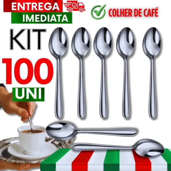 Jogo Colher Café Aço Inox Talheres 8,8Cm Cozinha Cafeteria Restaurante Buffet Utensílios Garantido