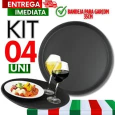 Jogo Bandeja de 35cm Profissionais Garçom Antiderrapante Redonda Resistente Excelentes Premium