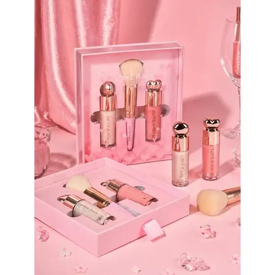 Iluminador Glow e Blush Líquido Natural Kit Maquiagem Facial com Pincel – Presente Feminino