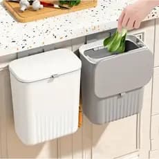 9 Litros Wall Mounted Lixeira Com Tampa Cozinha Lata De Lixo Porta Do Armário Pendurado