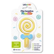 Fita Corretiva Pirulito 6mX5mm Leo Arte Cores Variadas - Papelaria/Material Escolar