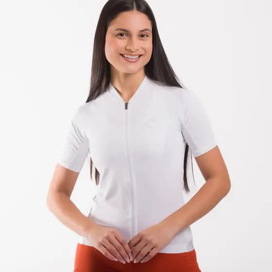 Camisa Ciclismo Feminina Poliamida Toque Gelado Proteção UV50+ 6 Bolsos Race Márcio May Sports