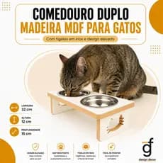 Comedouro Duplo PET MDF GATOS
