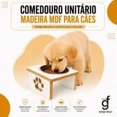 Comedouro PET MDF Unitário Cachorro e Gato