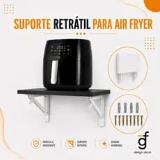 Mesa Bancada Retrátil Preto para Airfryer e Eletros em MDF 40x40 Para Quarto Cozinha Escritório