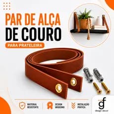 Par de alça de couro sintético para prateleira Marrom