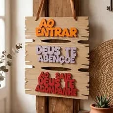 Quadro decorativo Placa Decorativa Ao entrar Deus te abençoe ao sair Deus te acompanhe