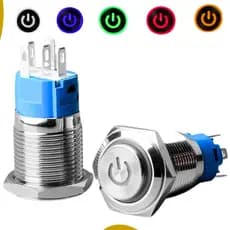 Botão Inox Liga Desliga Universal 19mm Retenção Led 12v chave tictac